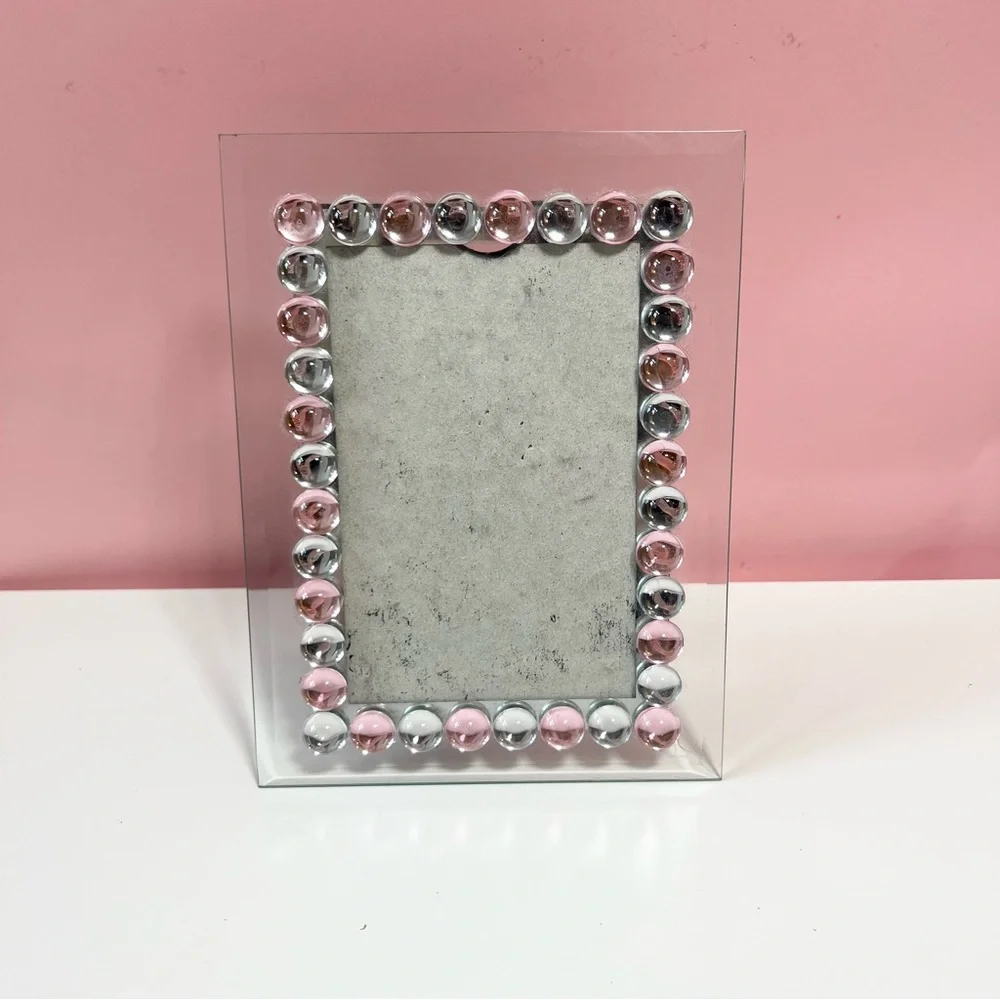 Vintage Y2K 2000s mcbling pink and silver gemstone picture frame